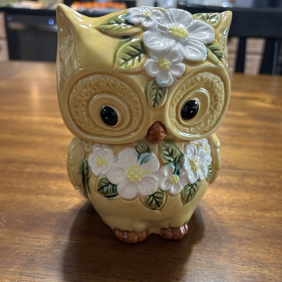 6314 Other - Vintage Yellow Owl/Floral Planter Stamped 6314  - Retro Boho Vibes Ceramic